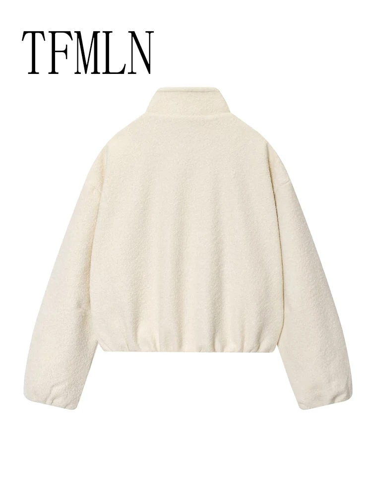 TFMLN Women Fashion Fleece Jacket 2025 New Autumn Winter Thickened Full Sleeve Stand Collar Zipper Coats Lady Outerwear Warm A