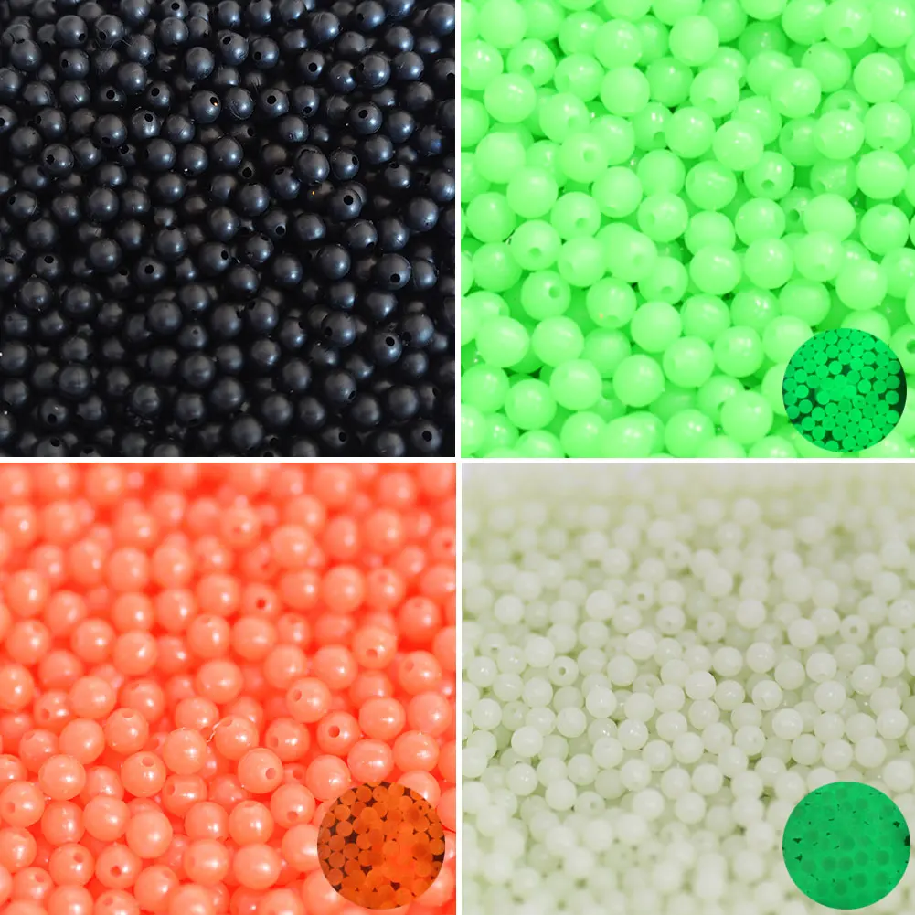 100pcs/pack Soft Plastic Beads Round 3mm 12mm Black Soft Rubber Fishing