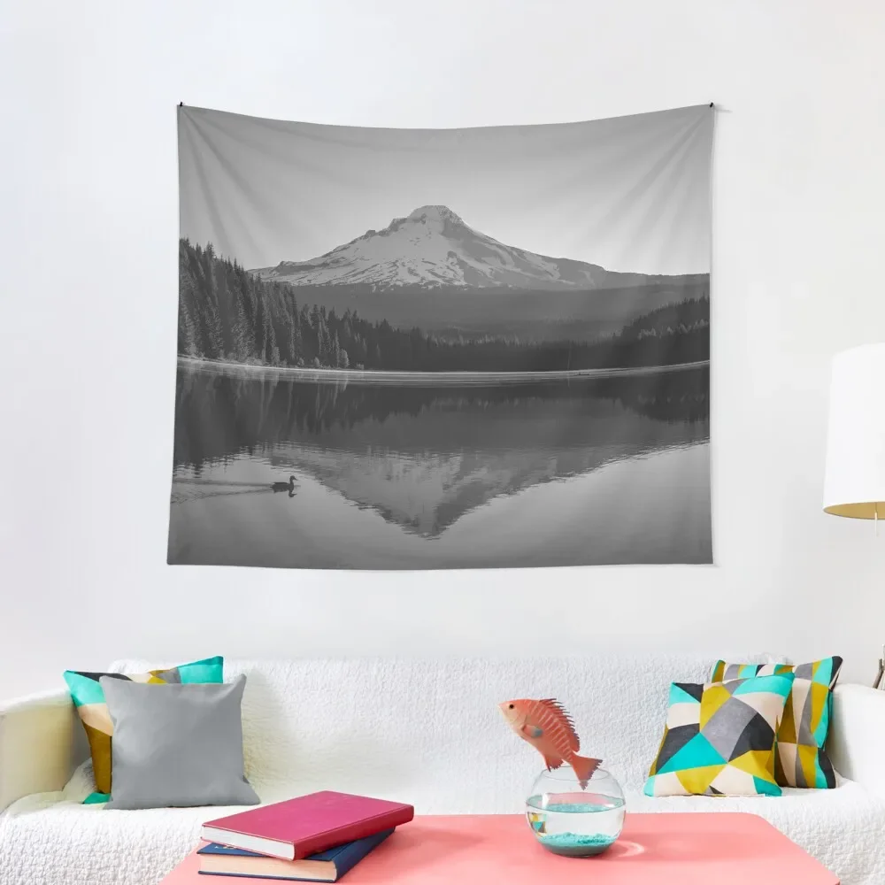 

A Fine Mountain LakeBlack and White Tapestry Home Decor Accessories Aesthetic Room Decors Tapestry