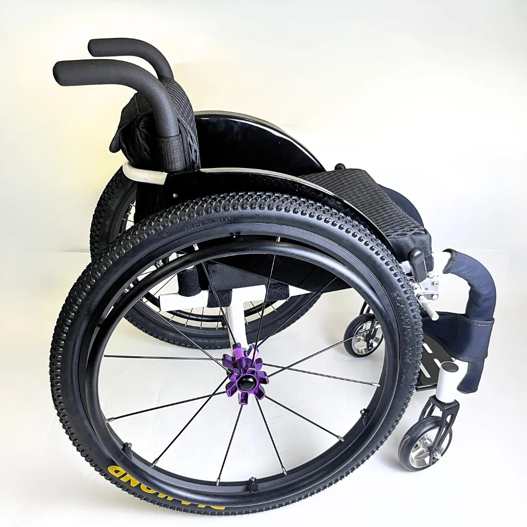 24 Inch Sports Wheelchair Replacement Parts 1 Pair 24&times;1.95 Inflatable Rear Wheel Aluminum Alloy Spoke Hub with Handrim