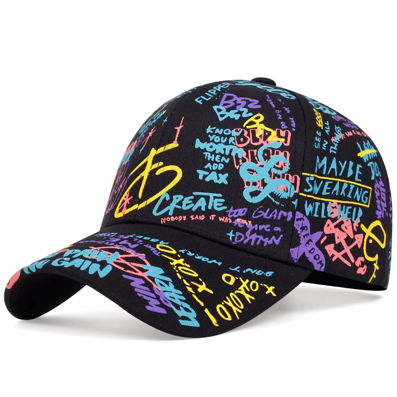 fashion Letter Baseball Cap Graffiti Sun Hip Hop Cap Visor Spring Hat Men Adjustable Snapback Cotton Cap For Women Men Hats 1
