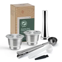 ICafilas Stainless Steel Refillable Coffee Capsule with Reusable Filter (2pc-ti-ss)