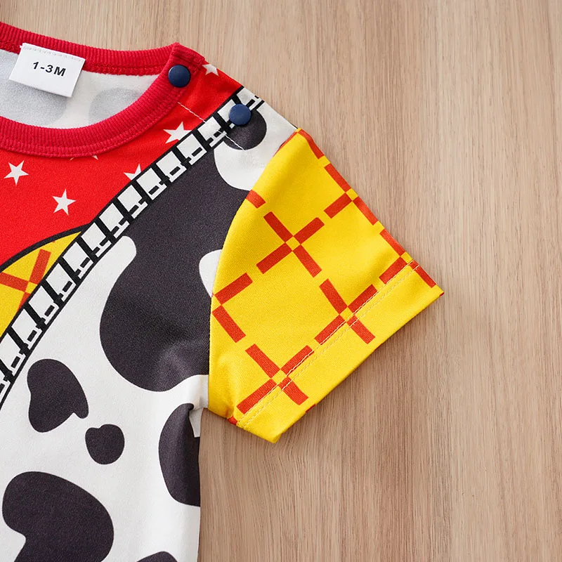 Abbigliamento neonato cosplay da 0 a 18 mesi, tutina a maniche corte con stampa cartone animato, pantaloni, abbigliamento estivo per neonati, moda neonatale. - immagine 5