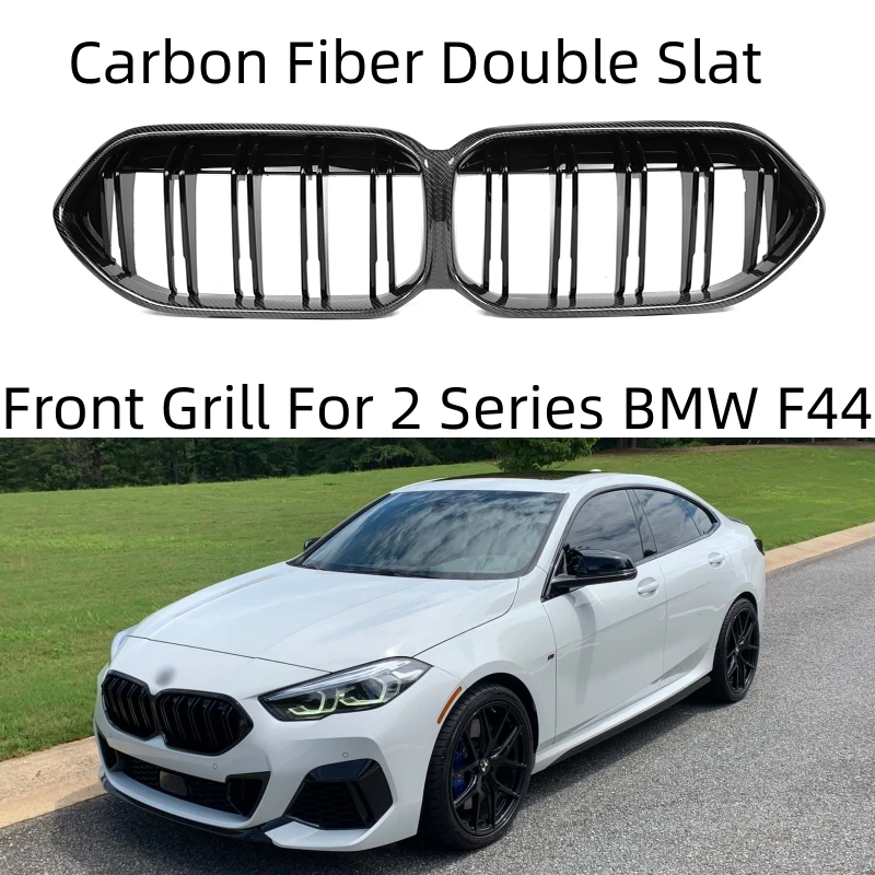 F44 Griglia Renale Nera Per Vetri Doppia In Fibra Di Carbonio Per Bmw 2021-Up Serie 2 4 Porte Gc Gran Coupe Fastback 218I 220I 228I M235I