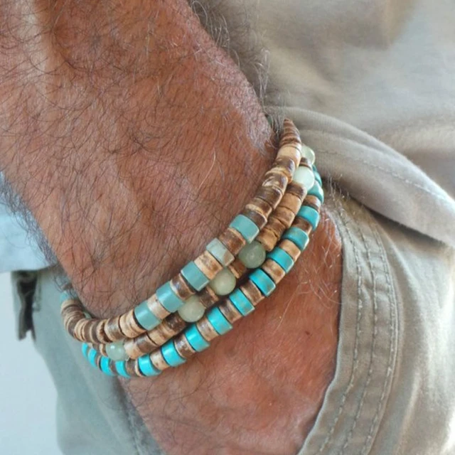 Men's Beaded Bracelet - Wood