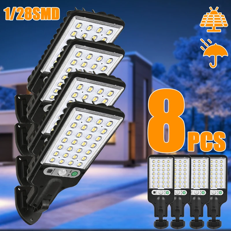 

Уличный настенный светильник на солнечной батарее с дистанционным управлением, водонепроницаемый светильник с датчиком движения для дома, дорожек, двора, бассейна, сада, 8 шт., 2000 люмен, IP65