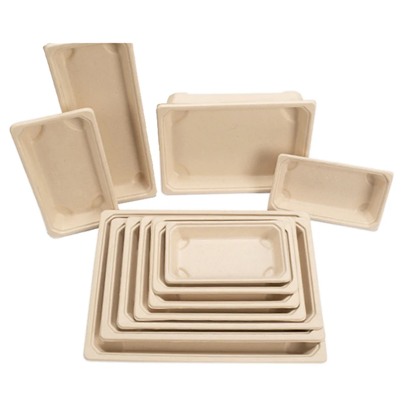 Sushi Box, Disposable Takeaway Packaging Tool, Environmentally Friendly Degradable Rectangle Japanese Tray, Wheat Color
