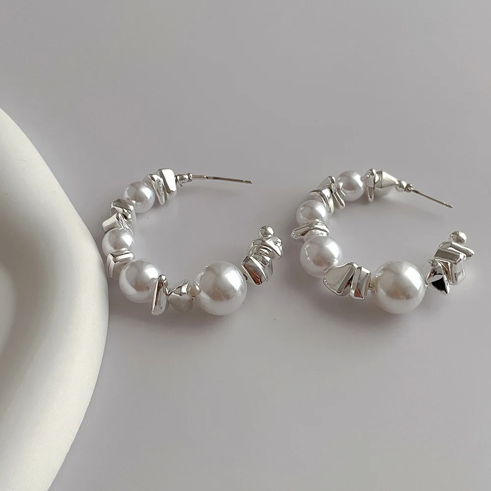 Dangle Earrings Pearl Earrings Drop Earrings Pendant Earrings Long Earrings C Shape Irregular Beaded & Pearl Semicircular Earrings for Women Party