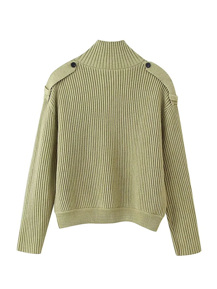 2025 New Casual Knitted Coat For Women Turtleneck Single Breasted Solid Color Cardigan Female Winter Fashion Sweater Coats