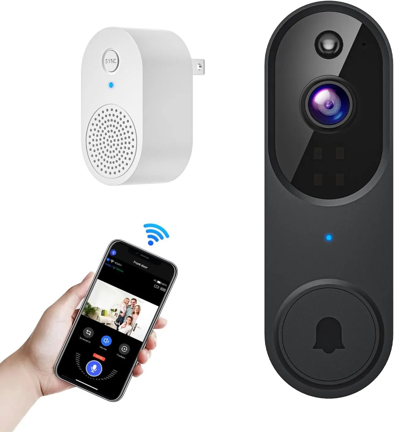 Wireless Video Doorbell Camera with Two-Way Audio, AI Motion Detection, Night Vision, Cloud Storage, 2.4G Wi-Fi