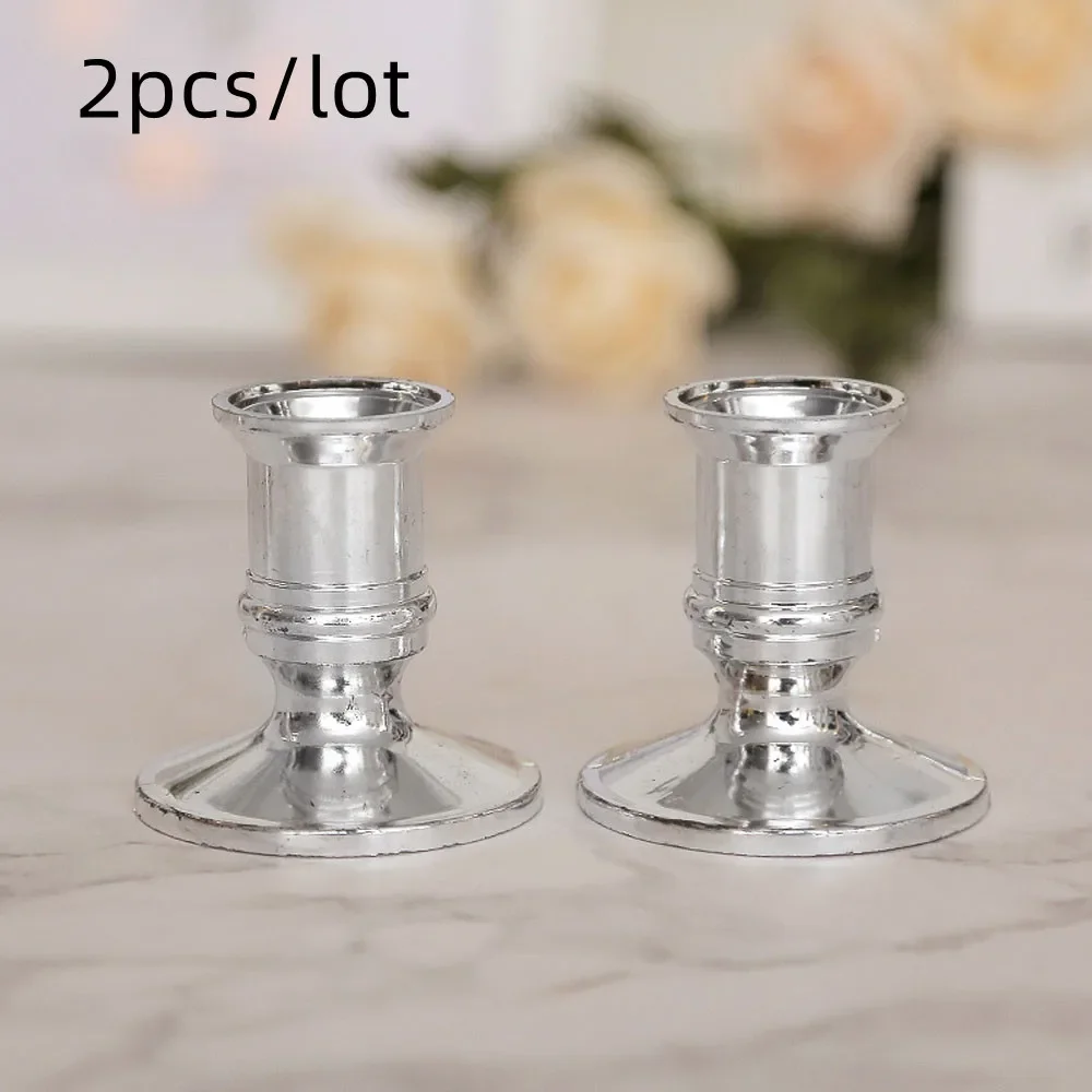 Party Wedding Home Pillar Candlestick Holder Plastic Fake Christmas Gold Candles Base Tapers