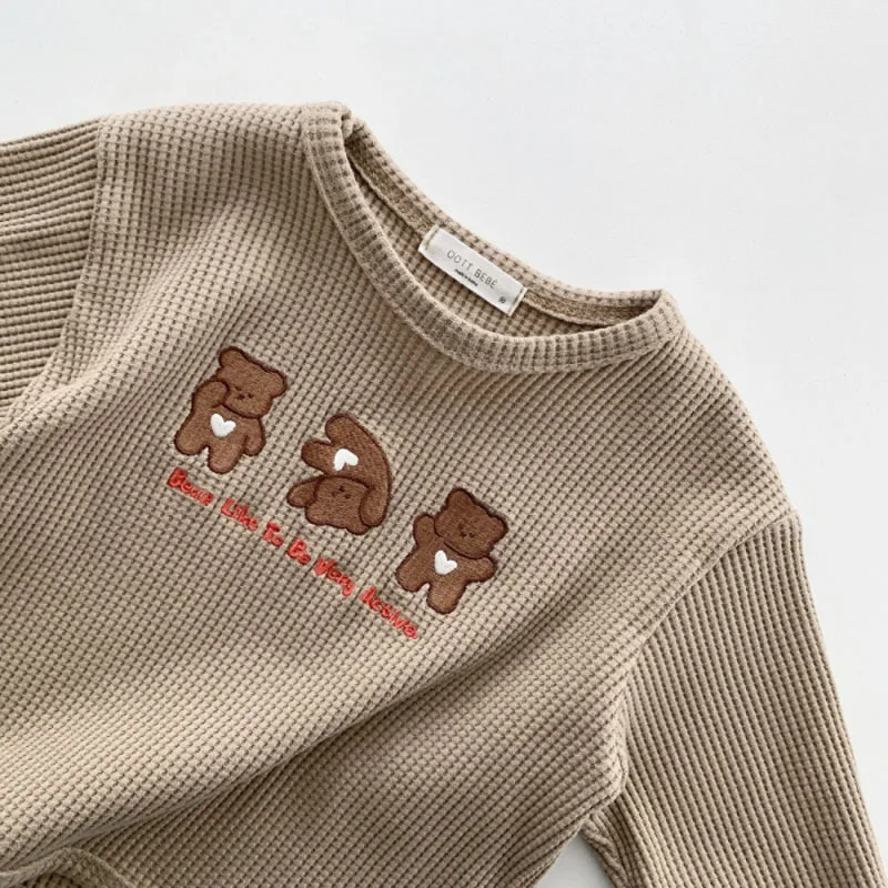 baby shirt clothing set 2022 Summer Baby Clothes Set Waffle Cartoon Bear Long Sleeve T-Shirts Shorts 2PCS Baby Boys Outfits Toddler Infant Girls Suit baby clothing set red	