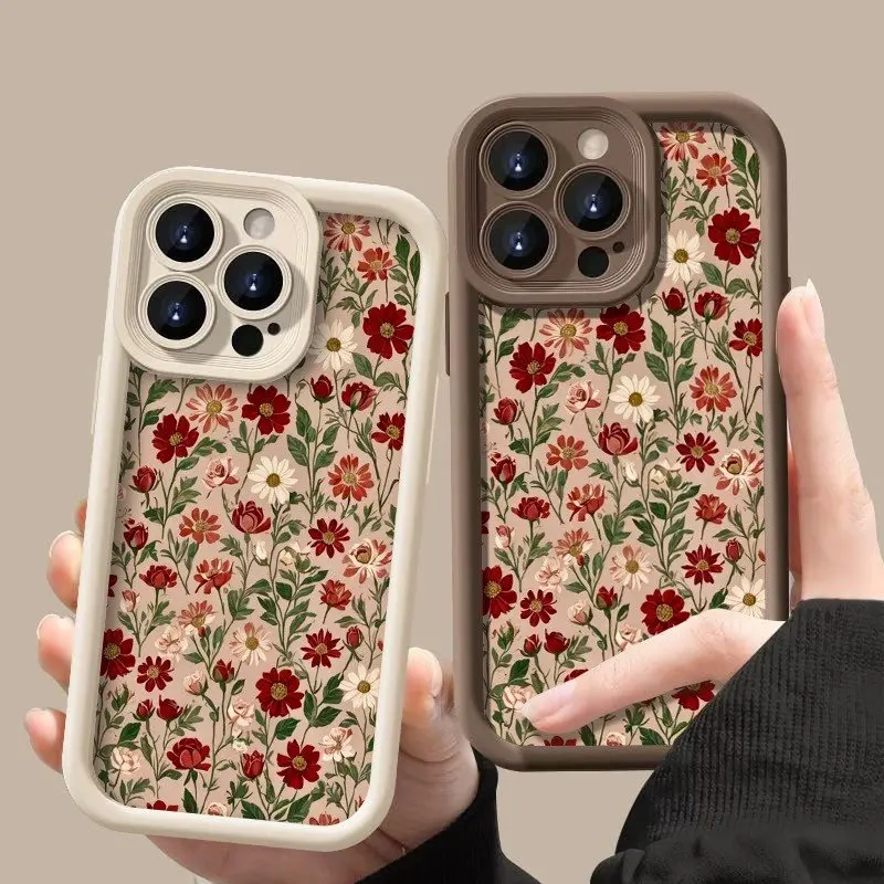 Vintage Wine Red Floral Pattern Phone Case - TPU Cover