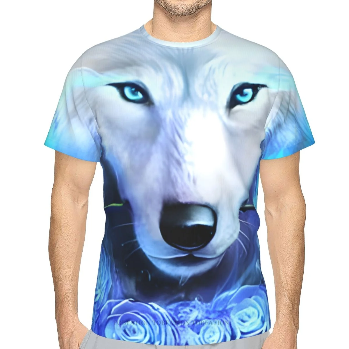 White Rose Wolves Space Galaxy Wolf 3D Print T-Shirt In Poliestere Uomo Donna Palestra Maglietta A Maniche Corte Streetwear Top Oversize
