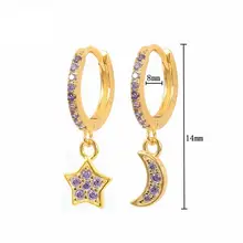  925 Sterling Silver Needle Purple Zircon Crystal Hoop Earring Small Exquisite Piercing Earring 2022 Fashion High-Quality Jewelry 