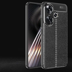 Luxury Shockproof TPU Leather Armor Phone Case - Premium Back Bumper Cover for Poco F6 (Black)