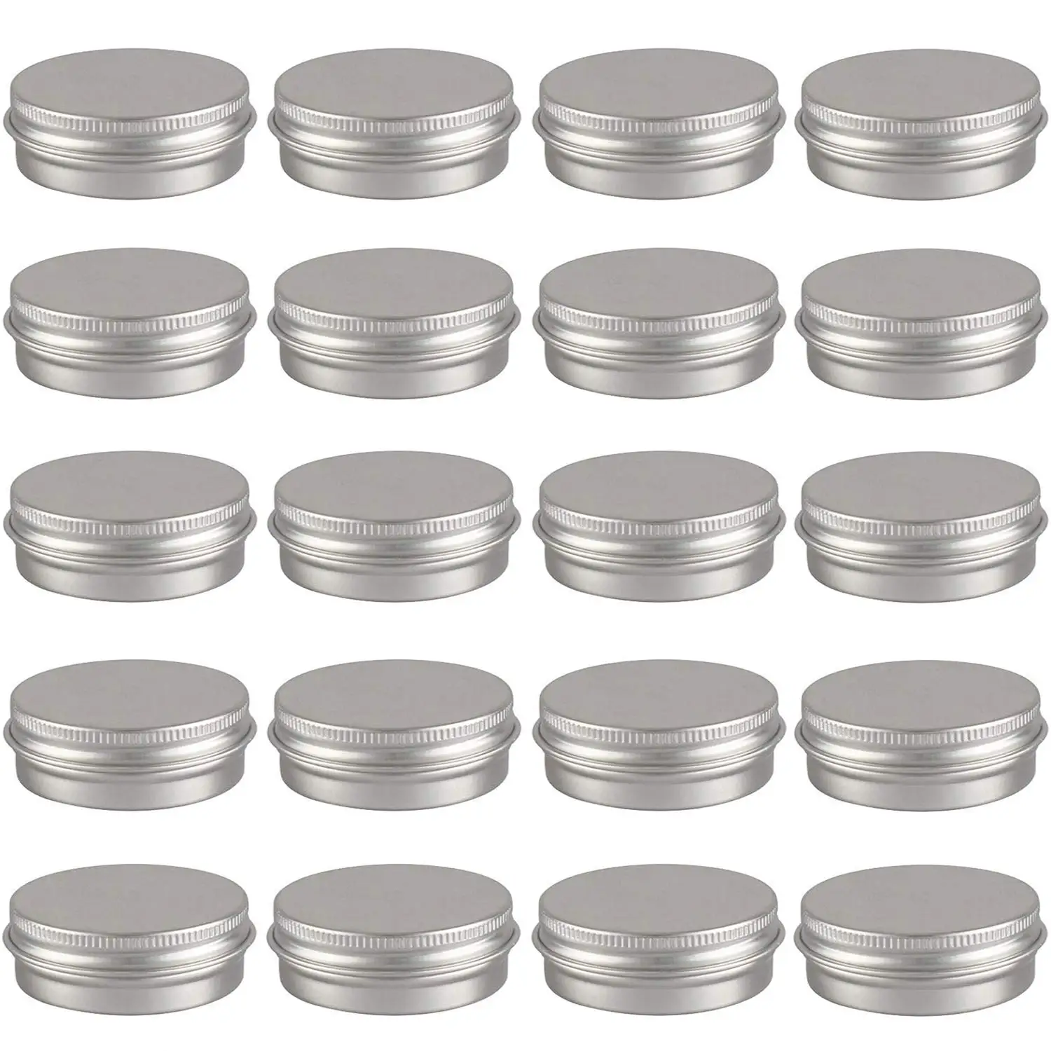 10Pcs 5g 10g 15g 20g 30g 50g Empty Silver Aluminum Tins Cans Screw Top Round Candle Spice Tins Cans with Screw Lid Containers