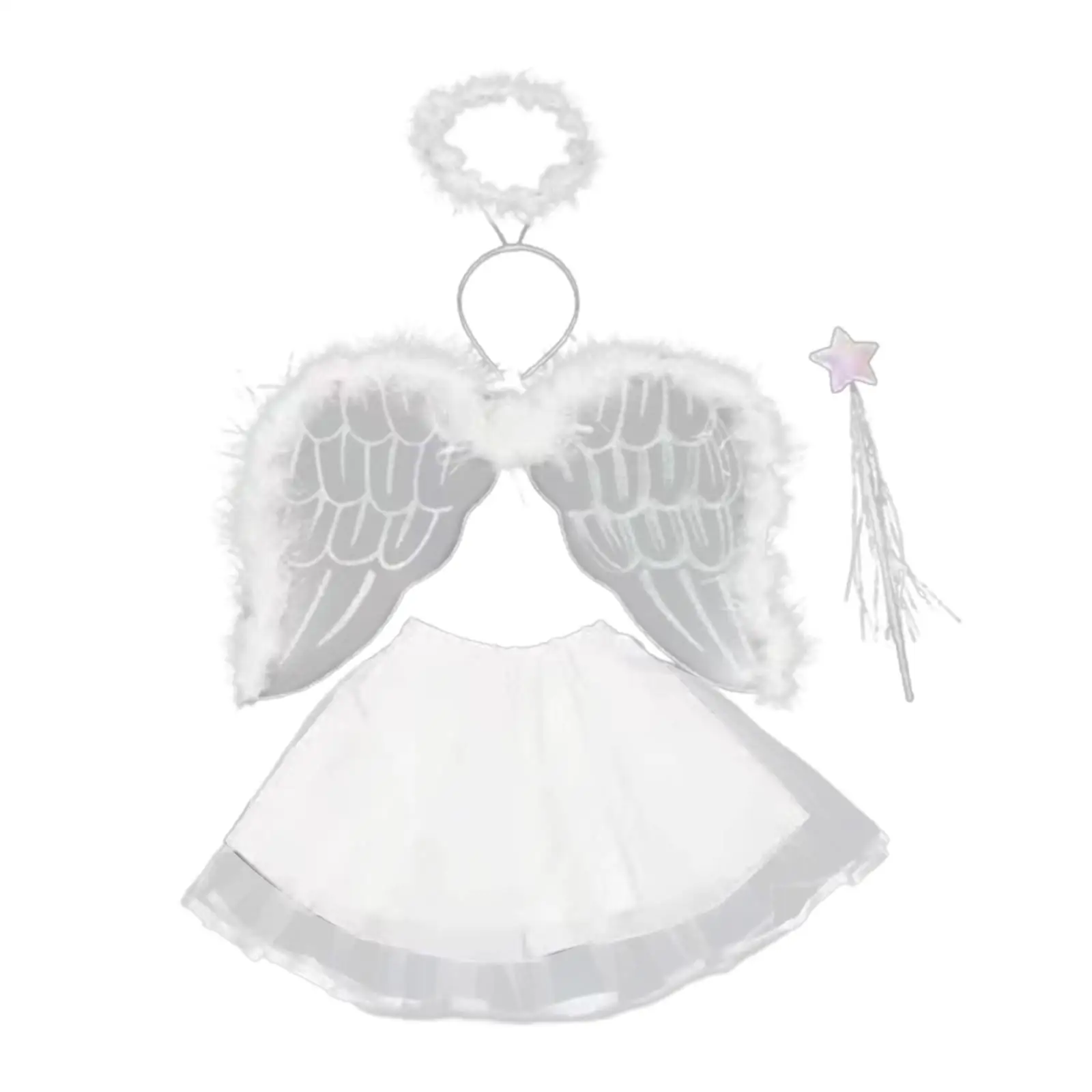 

Angel Costume for Girls Lovely Kids Cosplay Tutu Skirt Angel Wing for Festival Masquerade Carnival Role Play Party Supplies