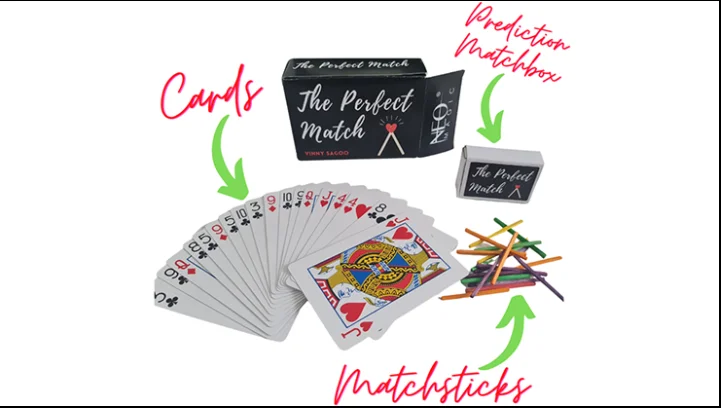 

PERFECT MATCH (Gimmicks and Online Instructions) by Vinny Sagoo Card Magic and Trick Decks Close Up Performer Mentalism Props