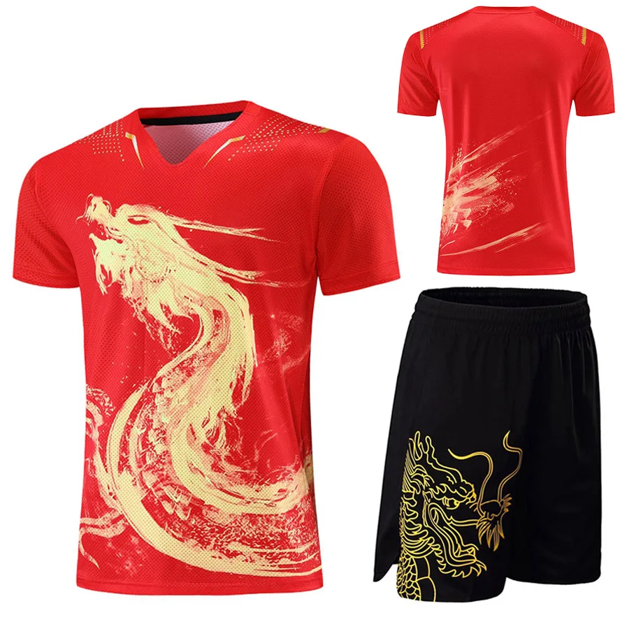 Chinese Dragon Table Tennis Jerseys Kit Men Women Children China Ping Pong Suits Table Tennis Sets Sport Shirt Clothes badminton table tennis clothes set