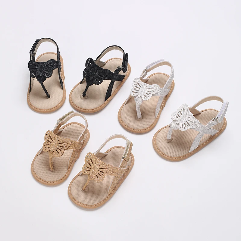 Summer Girl Cute Butterfly Princess Shoes 0-12Month Baby Soft Sole Sandals First Generation Walking Shoes Open toe angle sandals