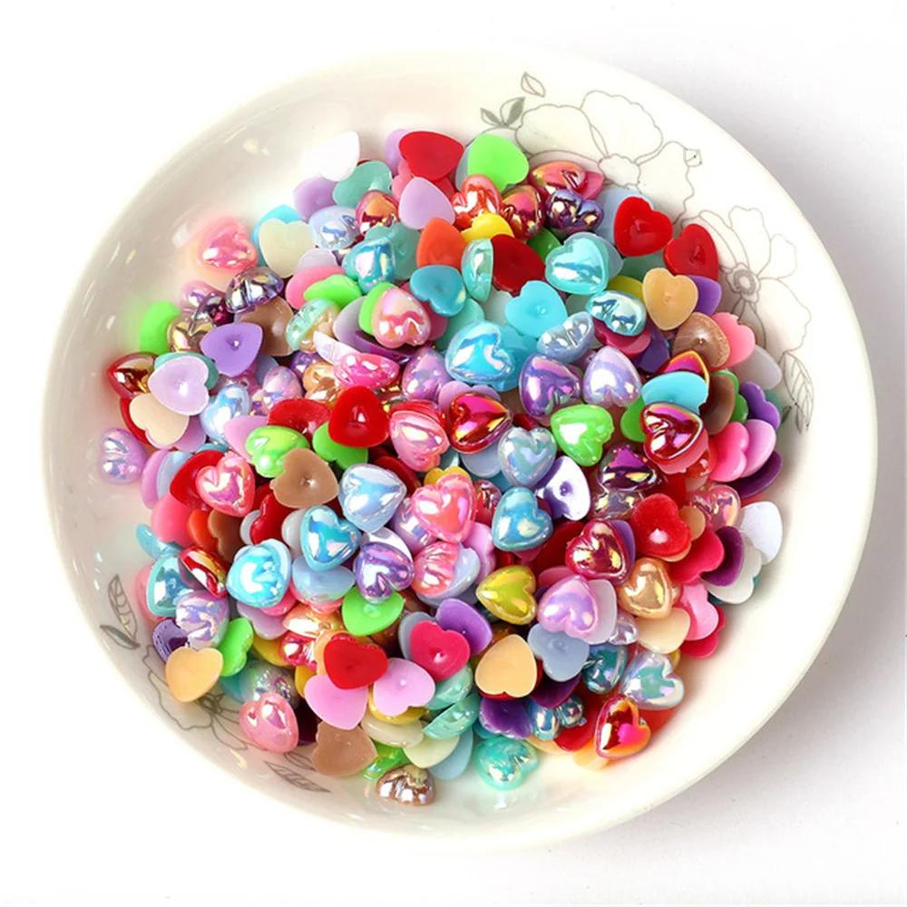 Assorted Color Heart-Shaped Imitation Pearl Beads