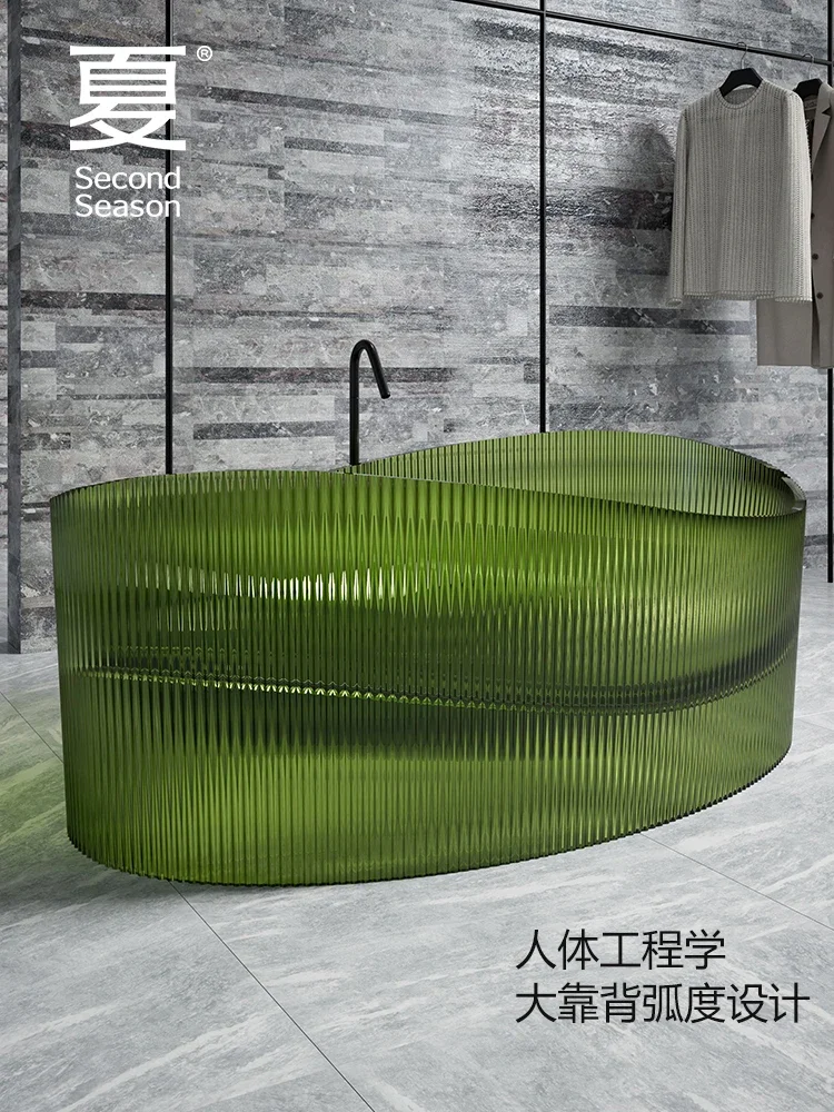 Summer transparent resin home bathtub Freestanding Hotel Guest house large capacity color shaped bathtub 3
