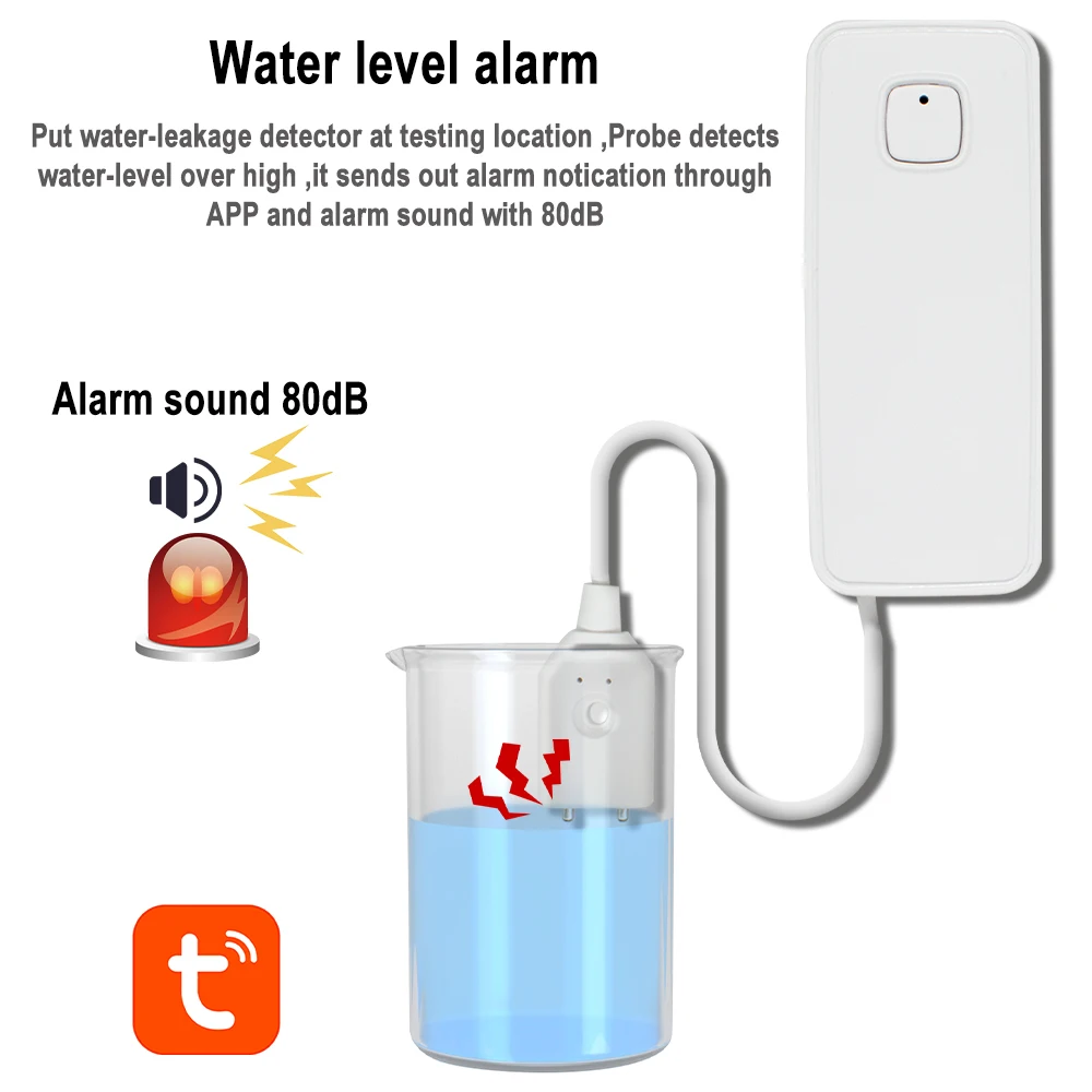 Buy Gaoducash WiFi Water Leak Sensor Alarm: Smart Water Sensor Wireless Water Leak Detector Sound Alarm And App Alerts Flood Detection For Home Basement