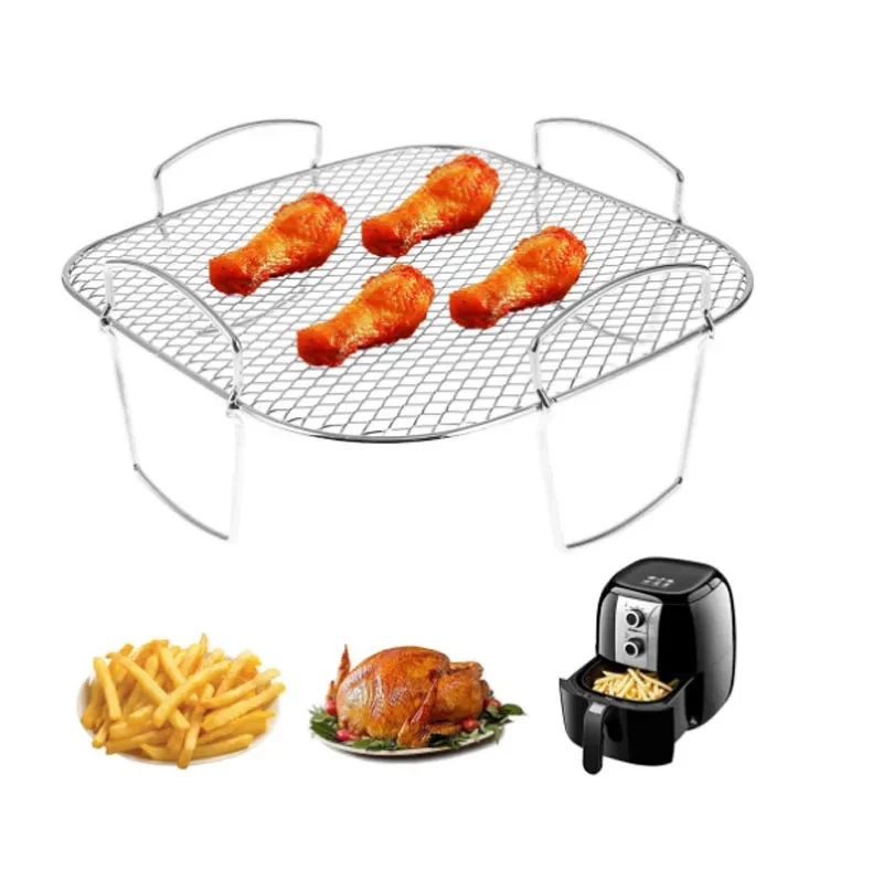 Air Fryer Rack Grilling Rack Stainless Steel Stackable Multi-Purpose Cooking Toast Basket Tray Air Fryer Accessories