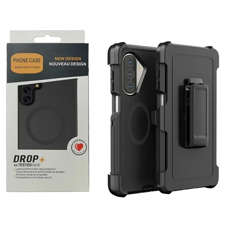 3IN1 Rugged Shockproof Defender Case with Rotatable Belt Clip and MagSafe Compatibility