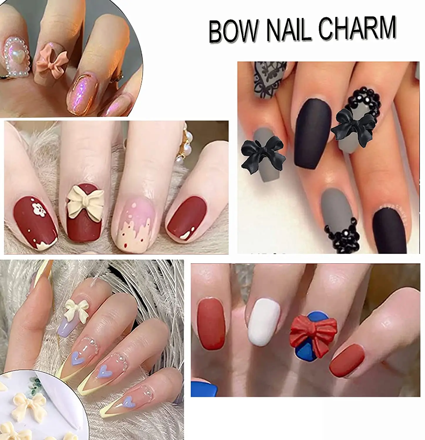 3d Bow Nail Charms Alloy Bow Tie Rhinestone Design Nail Art - Temu