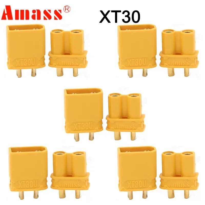 Connecteurs XT30 miniatures pour drone FPV, lot de 5 paires avec cosses.