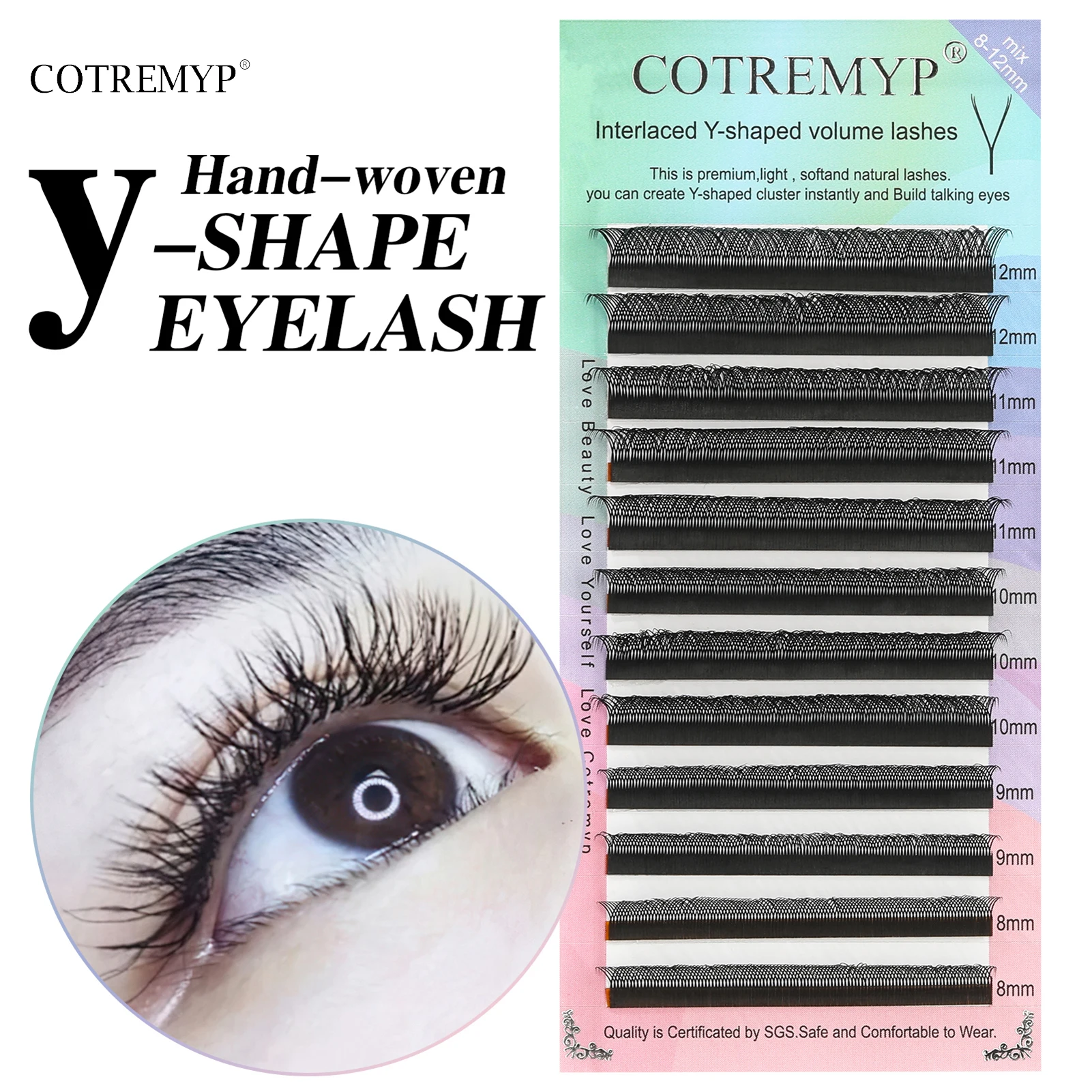 

YY Shape individual lashes Triple Tips Premium Soft Light Natural Eyelashes Extension Supplies Makeup Mesh Net Cross Lash