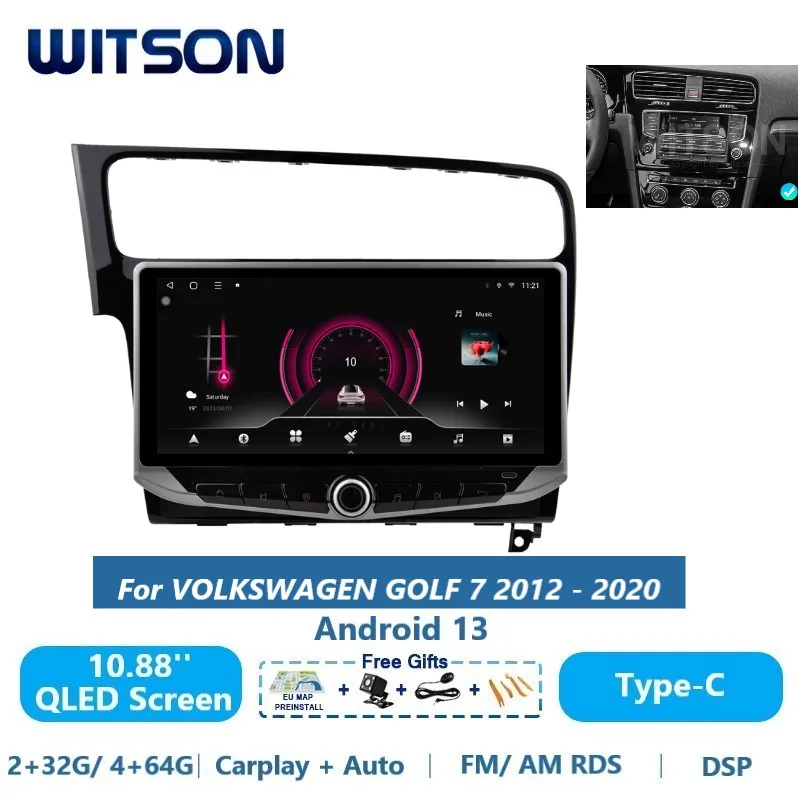 Witson Android 13 Auto Stereo Per Volkswagen Golf 7 2012 - 2020 Qled Carplay Car Multimedia Gps Vehicle Head Unit