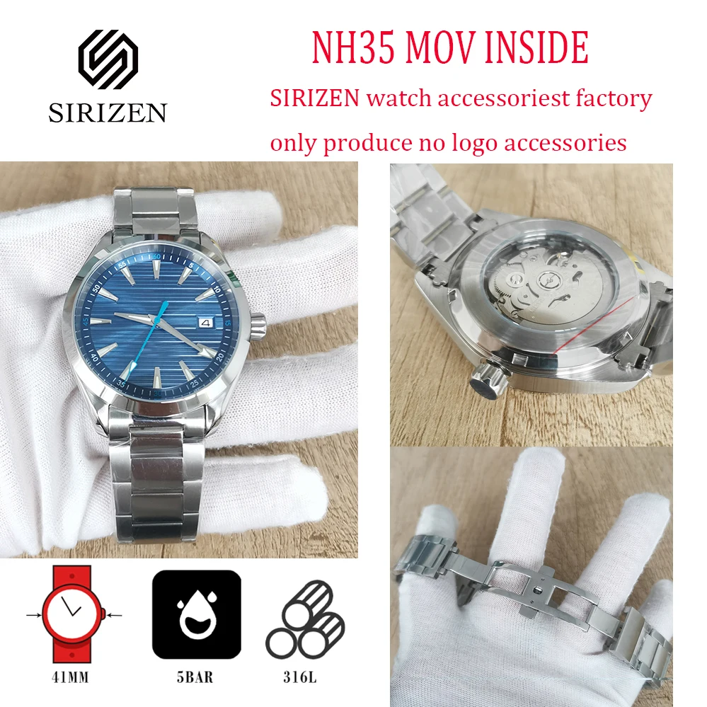

Self-wind Mechanical NH35 Men's Watch Solid Steel Wristwatch 3ATM Waterproof Automatic Watches for Men