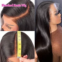 Perruques en cheveux humains lisses, 13x4 13x6, Lace Front Wigs pour femmes, brésiliennes, densité 200, sans colle, Lace Frontal Wigs, noir naturel 3