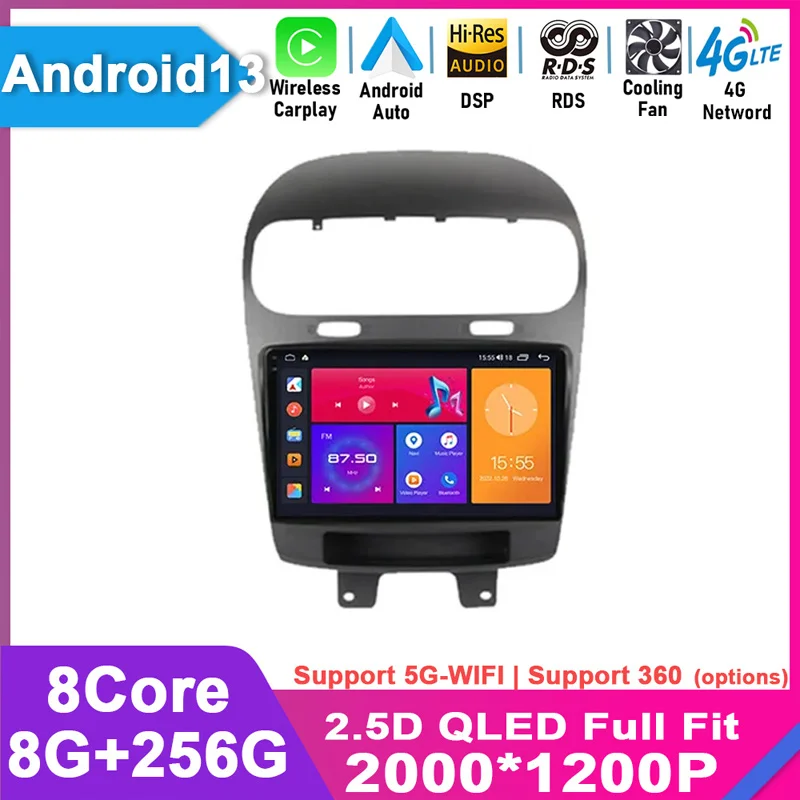 

2K For Dodge Journey Fiat Leap 2012 - 2020 QLED DSP Android 13 Car Radio Stereo DVD Multimedia Carplay Player GPS Navigation