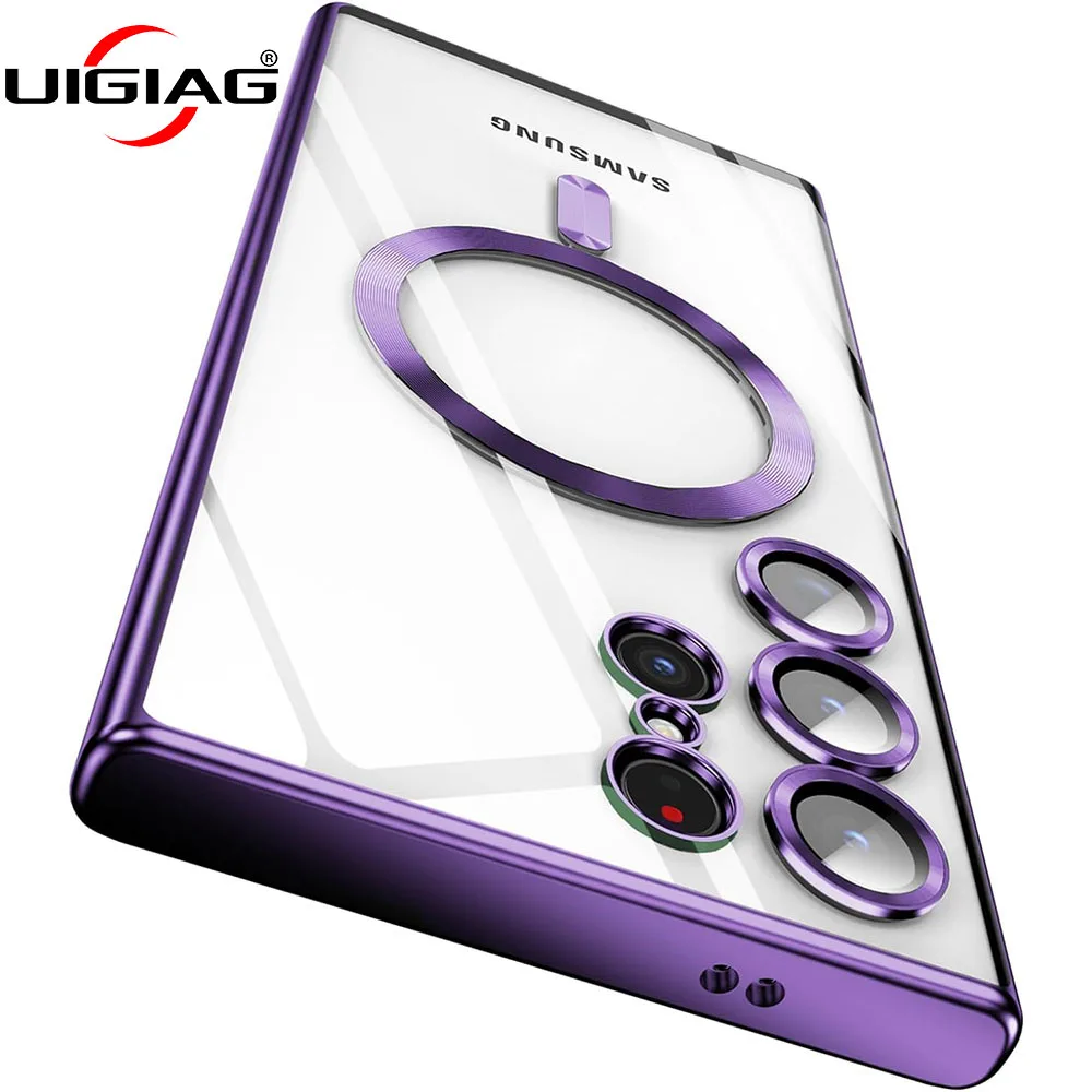 Magnetic Wireless Charging Case Magnetic Case Phone Case Phone Protector Cover For Samsung Galaxy S24 S23 S22 20 21 FE Note 20 Ultra 10 Plus