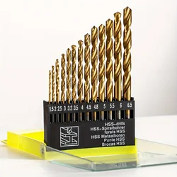 Premium Cobalt Twist Drill Bits Set for Stainless Steel & Hard Metal - 13 Pieces (1.5mm - 6.5mm) (Titanium Plating)