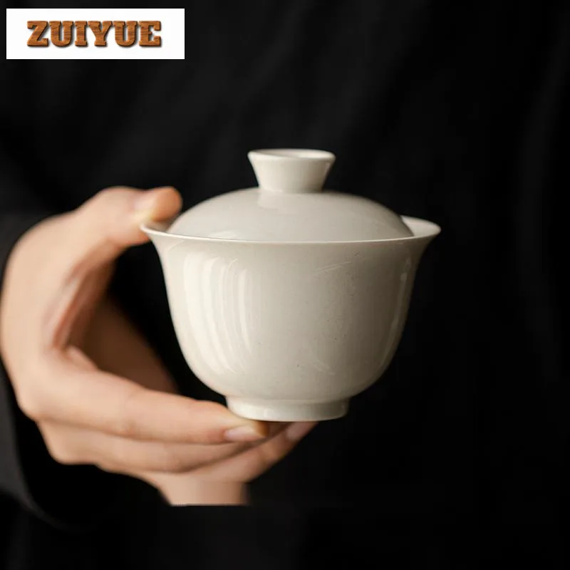 Plant Ash Cover Bowl Japanese Anti Scald Ceramic Kung Fu Set Boutique Tea Tureen Tea Making Gaiwan Cafes Collection Gifts 180ml