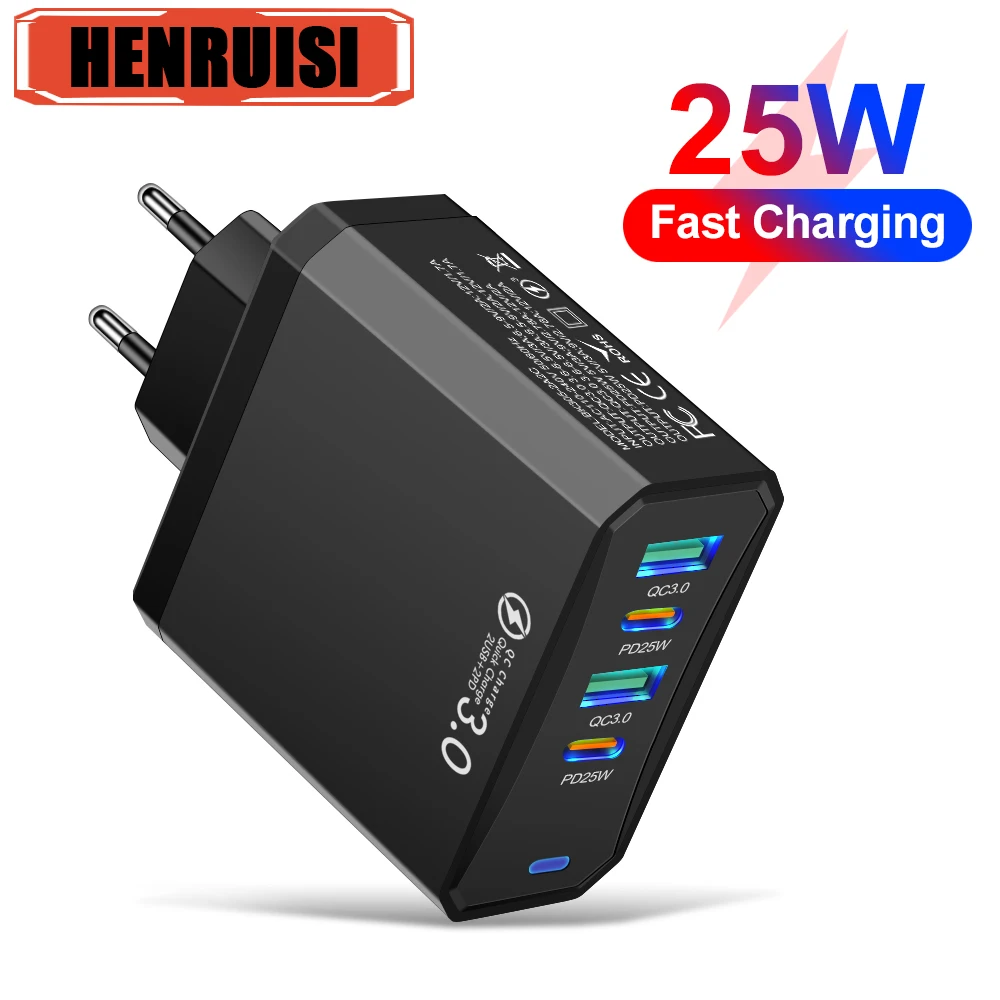 25W PD Charger Fast Charge Type C Phone Charger Power Adapter Quick Charge EU/US/KR Plug Wall For iPhone Xiaomi Samsung