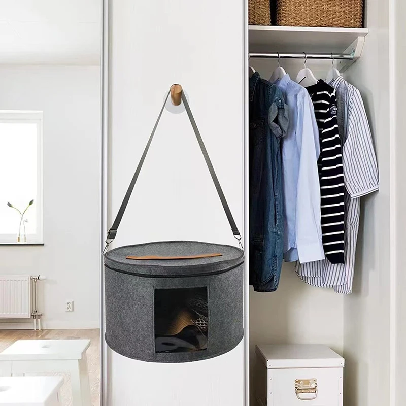 

Ведро для хранения фетровой шляпы с крышкой, портативный прозрачный переносной органайзер для путешествий, домашний складной контейнер для хранения, 1 шт.