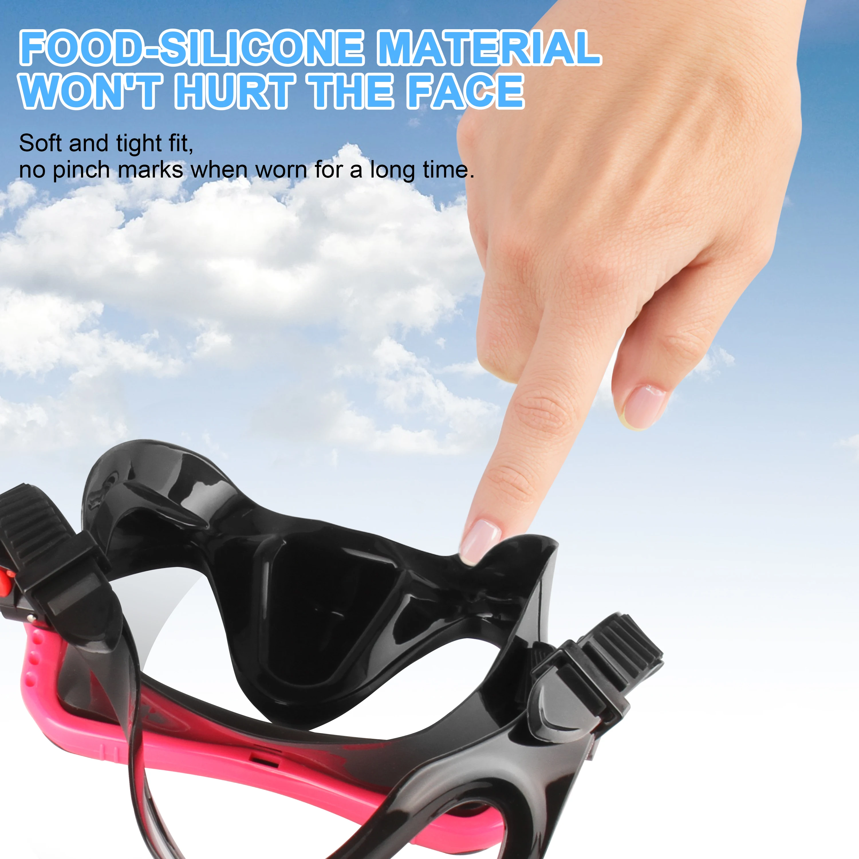 Snorkel Mask Swimming Goggles Anti-Fog HD Glass Large Frame Diving Mask with Nose Cover for Adults Youth
