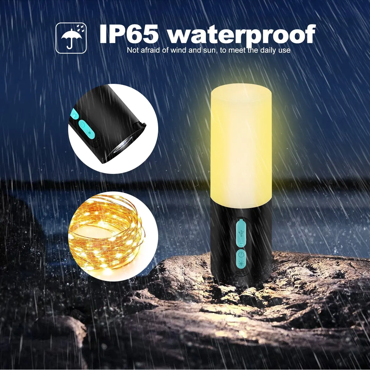  Camping String Lights,33Ft String Light with Camping Lanterns  (4 in 1 Design),Camping Lights with 4000mAh Charger,7 Light Modes,IPX6  Waterproof,Rechargeable Flashlight : Sports & Outdoors