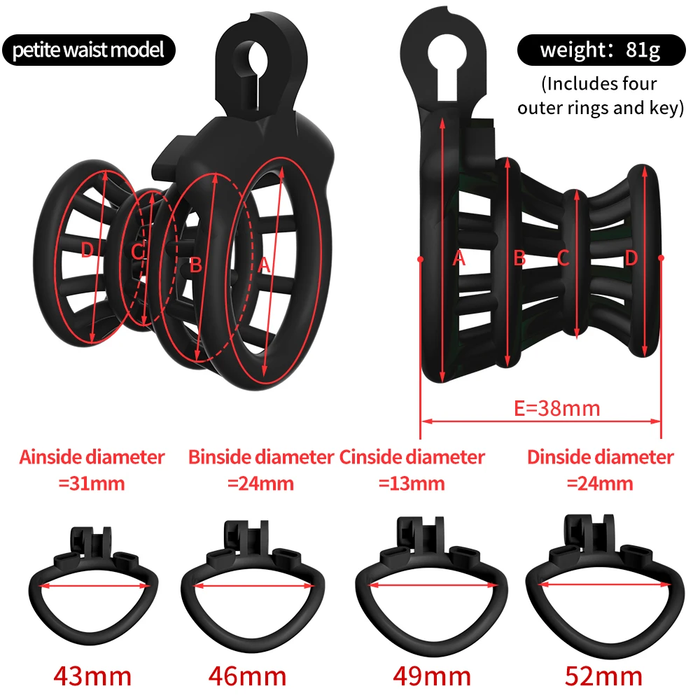 Male Chastity Lock Anti-Cheating Cock Cage with 4 Rings for A Belt of Fidelity Feminization Negative Inverted Chastity Sex Toy penis chastity cage chastity lock sex toy chastity cage accessory