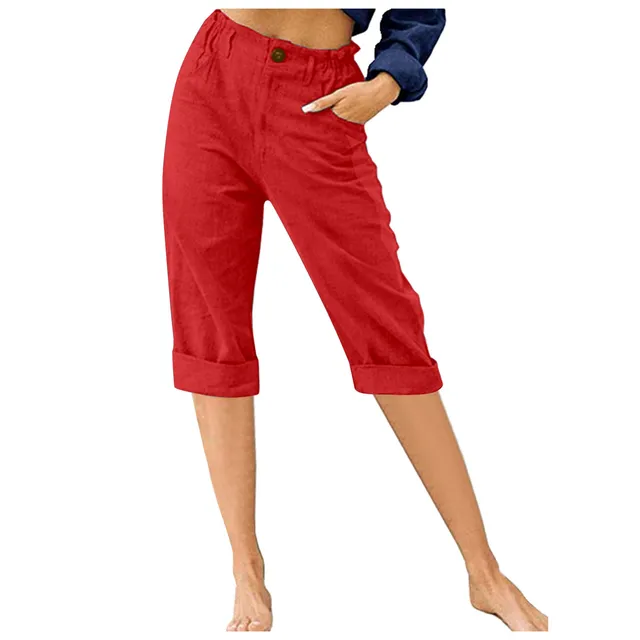 Casual Pants Women Summer 2023 New High-Waisted loose-fitting Straight Pants Female Solid Comfortable Calf-Length Trousers 5