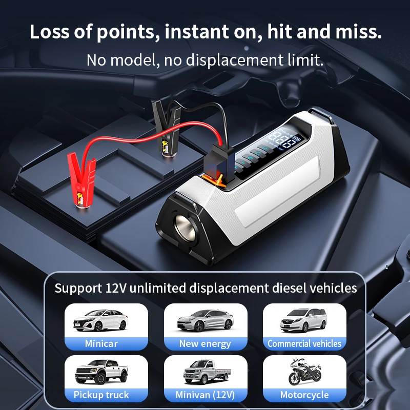 6000A 180psi 5 In1 Car Emergency Battery Pack Light 12v car jump starter jump starter Booster Starting Device Capacitor Compressor Jump Starter With Air Pump