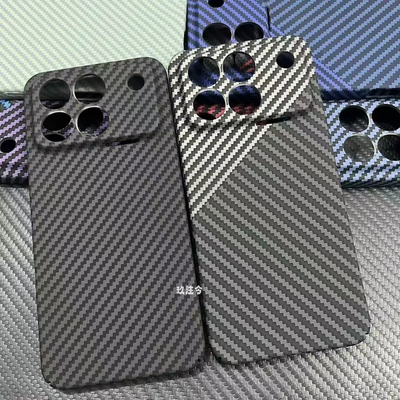 Luxury Kevlar Striped Shockproof Phone Case – Premium Hard Back Cover with Bumper Protection