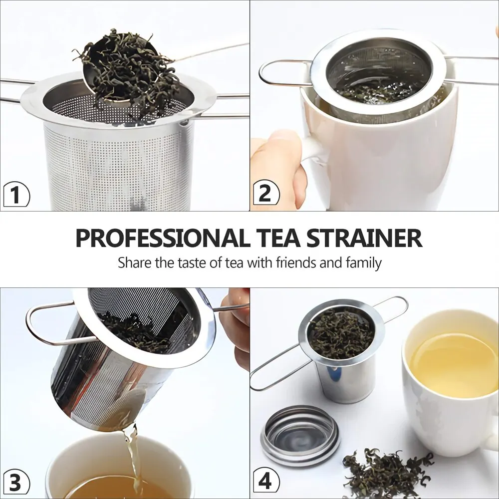 Description Picture 6 of itemA Set Stainless Steel Mesh Tea Infuser with Lid Reusable Cup Strainer Loose Leaf Spice Filter for Teapots Mugs Cup