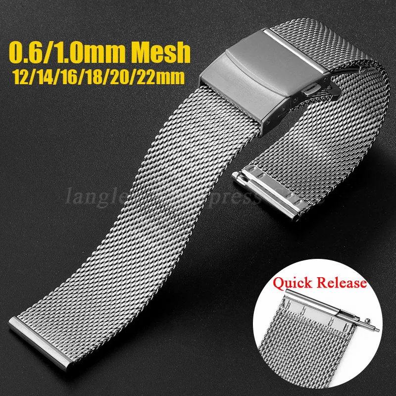 Premium Stainless Steel Mesh Milanese Watch Strap - Versatile Sizing Options